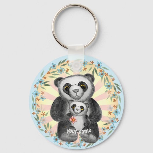 Mama Panda Bear Liebe Custom Schlüsselanhänger (Vorderseite)