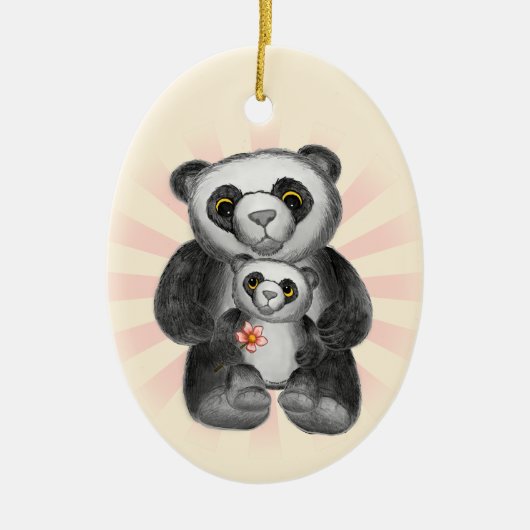 Mama Panda Bear Liebe Keramik Ornament (Vorne)
