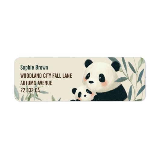 Mama Panda& Cub Cute Animals Return Address (Vorne)