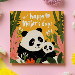 Mama Panda & Kleines Fantasievolle Fette Schrift F Mitteilungskarte