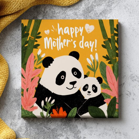Mama Panda & Kleines Süße Tierwelt Frohen Mutterta Fliese