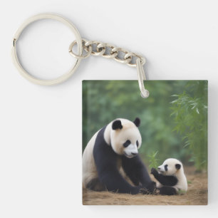 Mama Panda und Baby Schlüsselanhänger