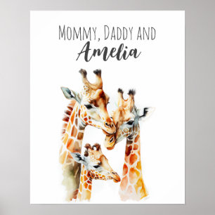 Mama, Papa & ich Giraffe Tier-Kinderzimmer-Kun Poster