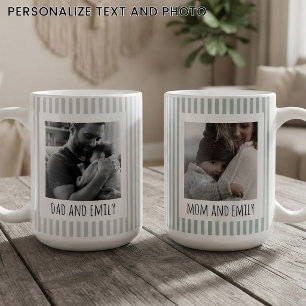 Mama & Papa   Sage Streifen Muttertag individuell Kaffeetasse