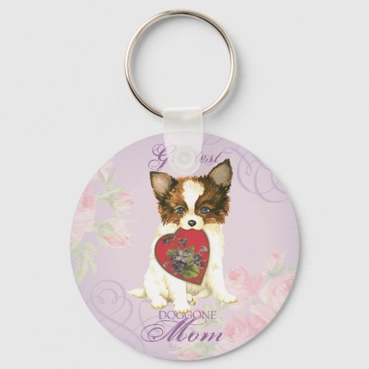 Mama Papillon Heart Schlüsselanhänger (Vorderseite)