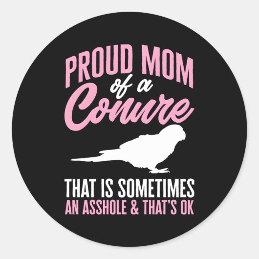 Mama Parrot Bird Sun Conure Runder Aufkleber (Vorderseite)