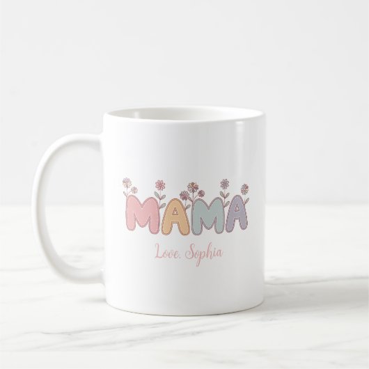 Mama Pastel Color Mother's Day Individuelle Name Kaffeetasse (Links)