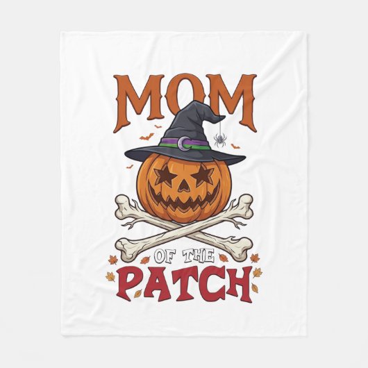 Mama-Patch-Halloween-Kürbis-Hexenhut-Totenkopf_1 Fleecedecke (Vorderseite)