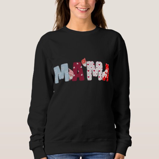 Mama Patchwork Letter Sweatshirt - Niedliches Herz (Vorderseite)