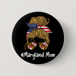 Mama Patriotic American Flag Mütter Tag Retro Woma Button