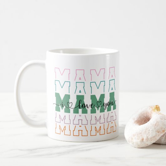 Mama Pattern Happy Mütter Day Mama Kaffeetasse (Mit Donut)