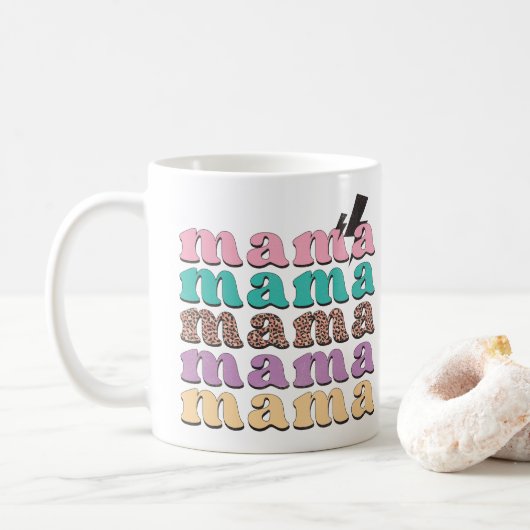 Mama Pattern Happy Mütter Day Mama Kaffeetasse (Mit Donut)