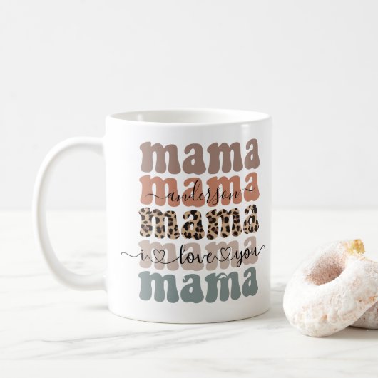 Mama Pattern Moderne Mama Kinder nennen Muttertag Kaffeetasse (Mit Donut)