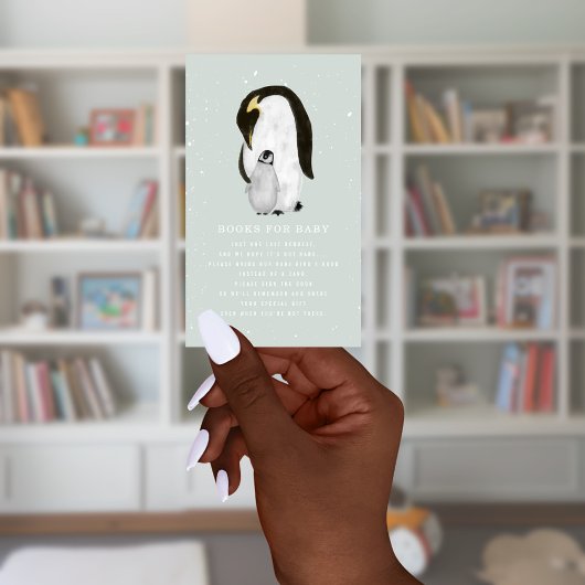 Mama Penguin Winter Blue Baby Showbuchanfrage Begleitkarte