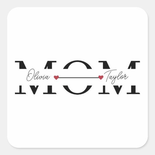 Mama Personalisiert Name Muttertag Quadratischer Aufkleber (Vorderseite)