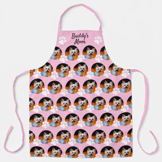 Mama Pet Foto Muster Name Pink mit Pfosten Schürze (Vorderseite)