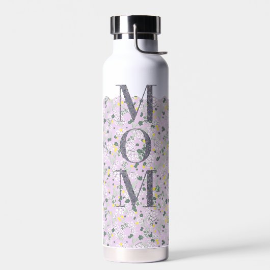 Mama Pilates Yoga hellviolette Blumen Trinkflasche (Links)