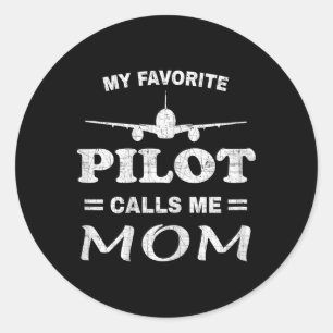 Mama Pilot Shirt Mütter Tag Mein Lieblingspilotena Runder Aufkleber