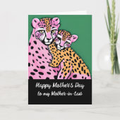 Mama Pink Cheetah + Kindermütter Tag Schwiegermutt Karte (Vorderseite)