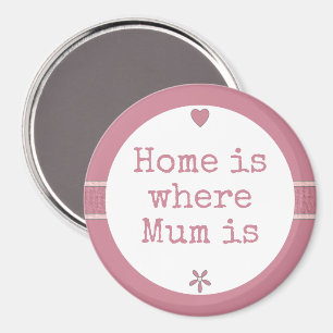 Mama pink mit Blume und Zuhause zitiert Magnet