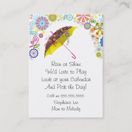 Mama Play Datum Umbrella 2019 Kalender Telefonnummerkarte (Vorderseite)