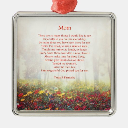 Mama-Poesie-Kollektor Silbernes Ornament (Vorne)