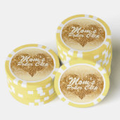 Mama Poker Chip Gold Imitate Glitzer Herz und Nier (Stapel)