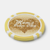 Mama Poker Chip Gold Imitate Glitzer Herz und Nier (Einzeln)