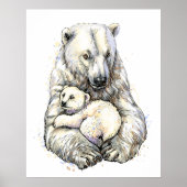 Mama-Polar-Bär und -Cube Poster (Vorne)