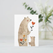 Mama Polar Bear & Cub Illustration Niedlich & ador Postkarte (Stehend Vorderseite)