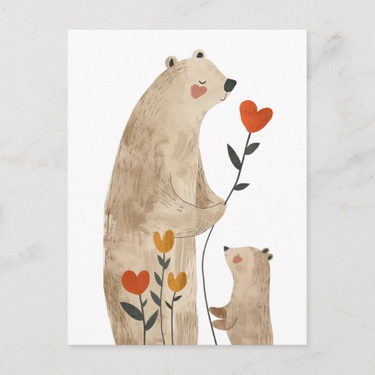 Mama Polar Bear & Cub Illustration Niedlich & ador Postkarte (Vorderseite)