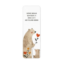 Mama Polar Bear & Cub Niedliche Rücksendeadresse