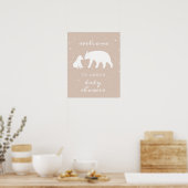 Mama Polar Bear Pink Snow Baby Dusche Willkommen Poster (Küche)