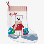 Mama-polarer Bär mit Einkaufstaschen-Strumpf Kleiner Weihnachtsstrumpf (Vorderseite)