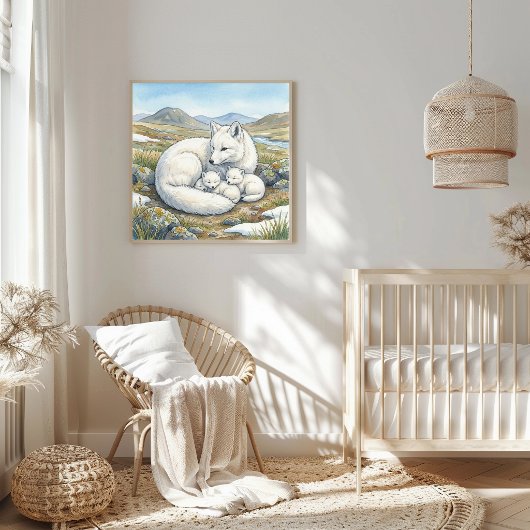 Mama Polarfuchs und Kinderstube Poster