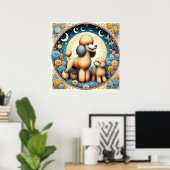Mama Poodle mit Welpe Poster (Heimbüro)