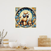 Mama Poodle mit Welpe Poster (Küche)