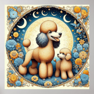 Mama Poodle mit Welpe Poster