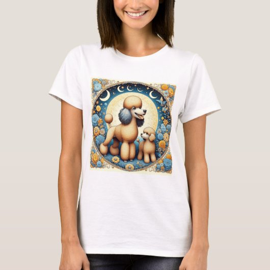 Mama Poodle mit Welpe T-Shirt (Vorderseite)