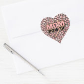 Mama Power Rosa Leopard Herz-Aufkleber