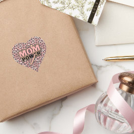 Mama Power Rosa Leopard Herz-Aufkleber