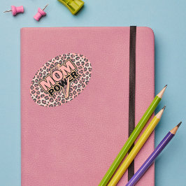 Mama Power Rosa Leopard Ovaler Aufkleber