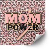 Mama Power Rosa Leopard Quadratischer Aufkleber