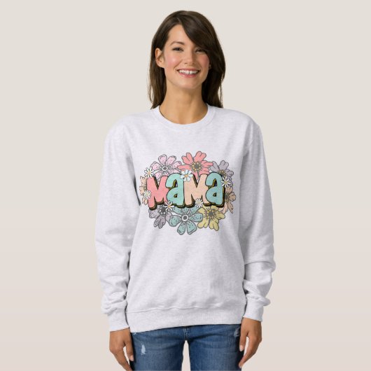 Mama Pullover Retro Mama Floral Sweatshirt (Vorne ganz)