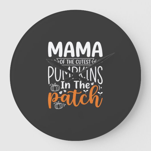 Mama Pumpkins Patch Halloween Design_1 Große Wanduhr (Vorderseite)