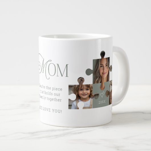 Mama Puzzleteile 3 FotoCollage Jumbo-Tasse (Vorderseite Rechts)