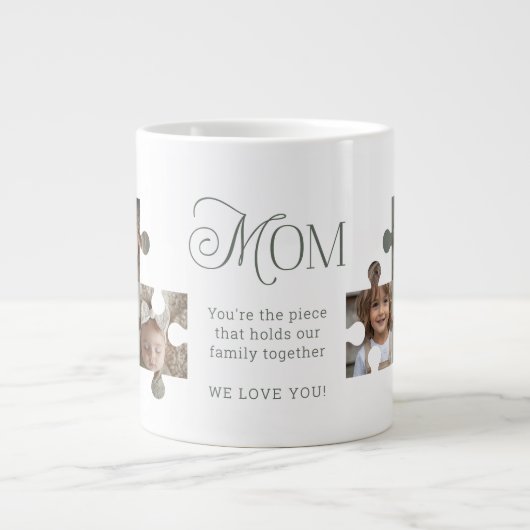 Mama Puzzleteile 3 FotoCollage Jumbo-Tasse (Vorderseite)