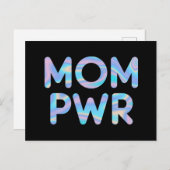 Mama Pwr (Power) Funny Holographic Typografy Postkarte (Vorne/Hinten)