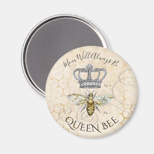 Mama Queen Bee Magnet (Vorderseite/Rückseite)