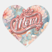 Mama Queen Floral Herz-Aufkleber (Vorderseite)